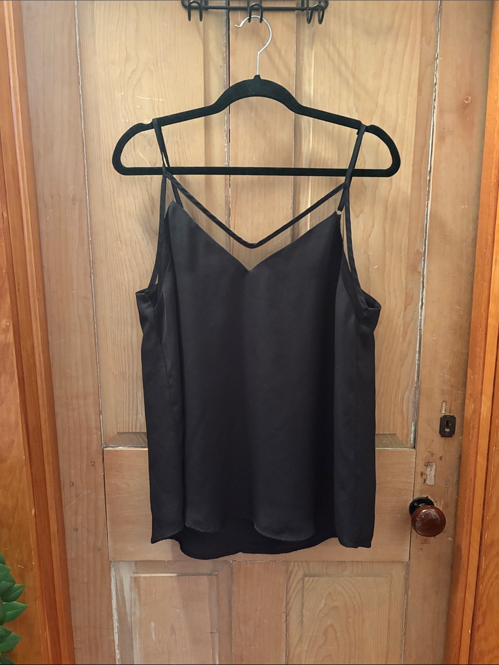 Lulu's Black Satin V-Neck Strappy Camisole